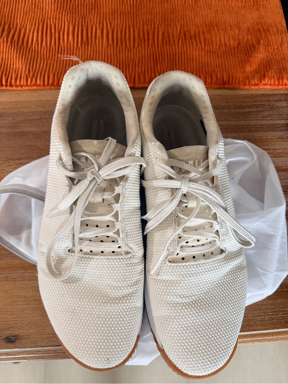 NOBULL Men's Knit Lace-Up Sneakers in Cream with Gum Sole